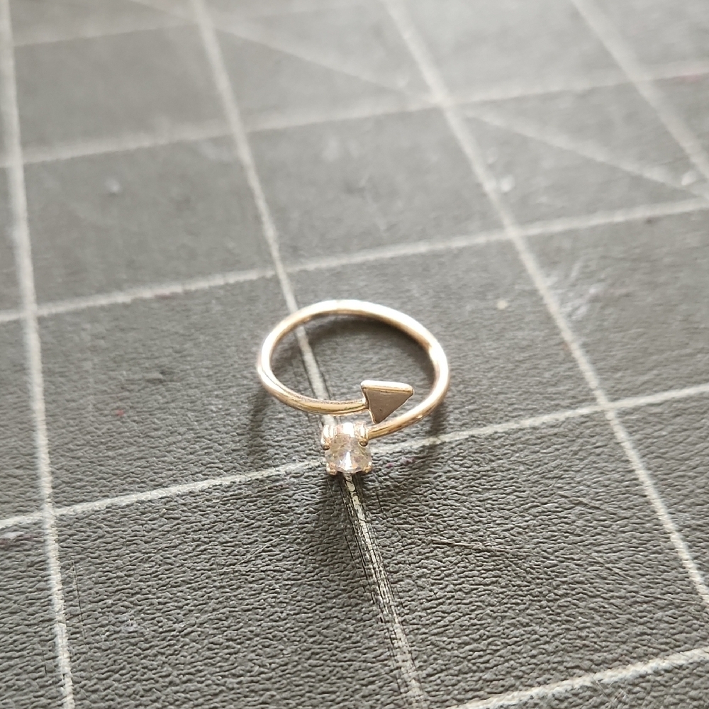 Costume Gold Over Silver Ring with Crystal Accent